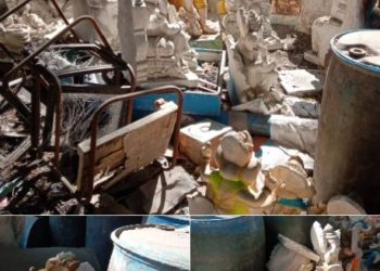 બેદરકાર મનપાને લીધે કચરામાં ખંડિત થઇ રહી છે ગણપતિની મૂર્તિ !