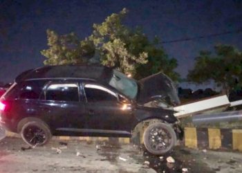 ઓડી કાર ગાય સાથે અથડાઈ, ચાલક ગંભીર રીતે ઘવાયો