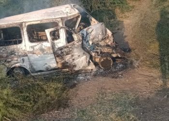 ડમ્પર અને કાર વચ્ચે અકસ્માત બાદ લાગી આગ 4 થી વધુના મોતની આશંકા