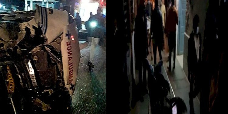 સાજા થયેલ દર્દીને લઈને જઈ રહેલ એમ્બ્યુલન્સ પલટી