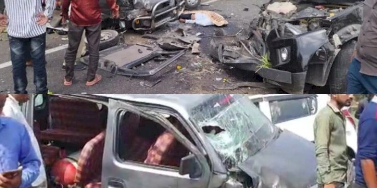 3 કાર વચ્ચે સર્જાયો અકસ્માત, કારના પડીકા વળી ગયા, 2 લોકોના મોત