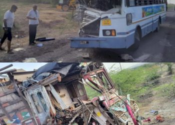 ટ્રક અને એસટી બસ  વચ્ચે અકસ્માત, એસટી બસની હાલત તો જુઓ કેવી થઇ…