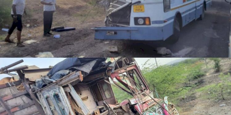 ટ્રક અને એસટી બસ  વચ્ચે અકસ્માત, એસટી બસની હાલત તો જુઓ કેવી થઇ…