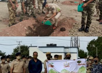 ખંભાળિયા:વાડીનાર મરીન પોલીસ લાઈન ખાતે સીતાફળ, જાંબુ, પીપળો, આમળા, જામફળ સહીતનું વૃક્ષારોપણ