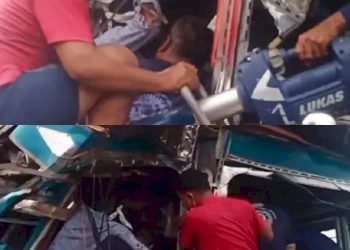 ટ્રકની પાછળ ટ્રેલર ઘુસી ગયું, ડ્રાઈવર અને ક્લીનરને બહાર કાઢતા કલાકો લાગી