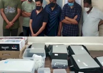 IPL મેચના સટ્ટા પોલીસનો દરોડો, 77 મોબાઈલ, 5 લેપટોપ સહીત 6 ઝડપાયા