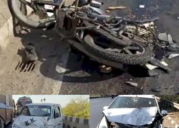 2 કાર 2 બાઈક વચ્ચે અકસ્માત, 2 ના સ્થળ પર જ મોત