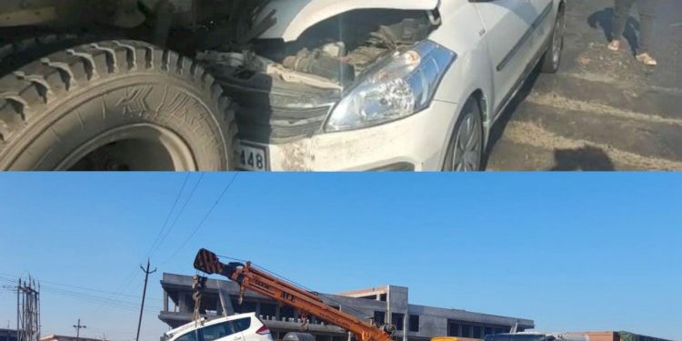 પુરપાટ ઝડપે જતી કાર કન્ટેનર પાછળ ઘુસી ગઈ