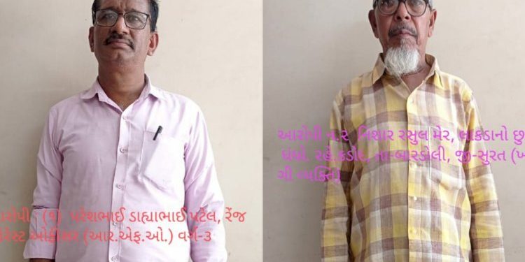 રેંજ ફોરેસ્ટ ઓફીસર અને વચેટીયો ૩૦ હજારની લાંચ લેતા ઝડપાયા
