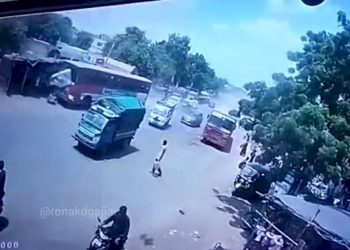 ભુજના કુકમા ગામ પાસે સર્જાયેલ અકસ્માતનો CCTV આવ્યો સામે