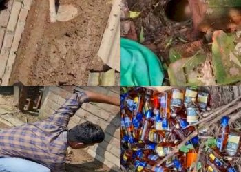 પાઈપલાઈનમાં થી પોલીસ કાઢ્યો દારુ અને બીયરનો જથ્થો