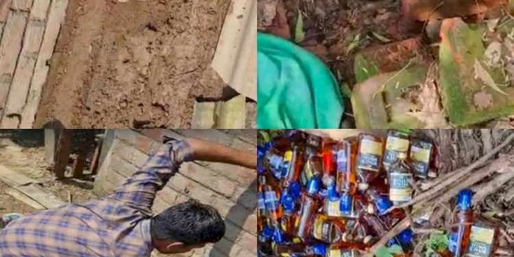 પાઈપલાઈનમાં થી પોલીસ કાઢ્યો દારુ અને બીયરનો જથ્થો