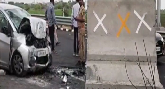 રસ્તા પરની સિમેન્ટ બેરીકેડ સાથે કાર ટકરાતાં..3 મોત..!!